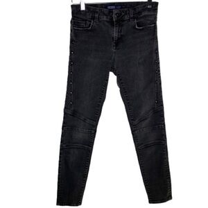 Zara Basic Denim Washed Black Side leg studs